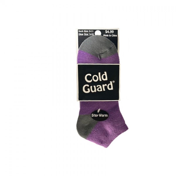 LADIES COLD GUARD LOW CUT HEAT SOCKS COLORED HEEL & TOE - STYLE #643H-499B