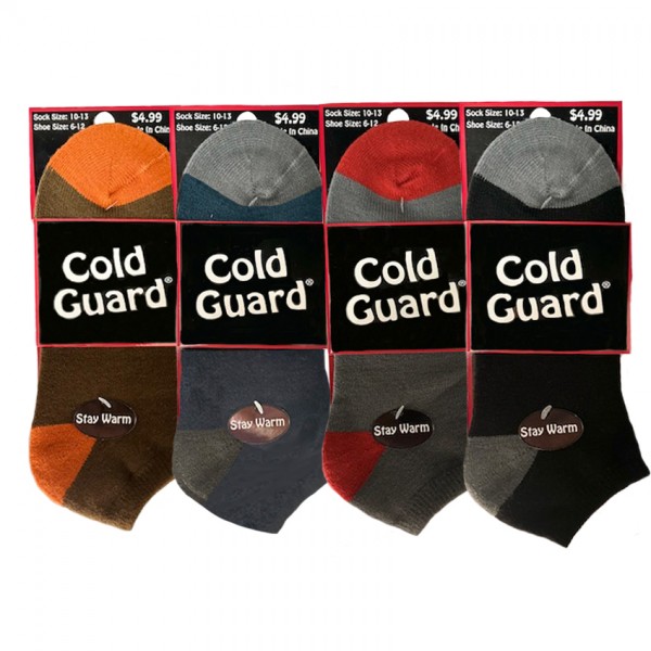 MEN'S COLD GUARD LOW CUT HEAT SOCKS COLORED HEEL &...