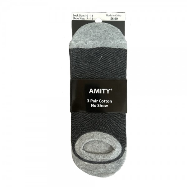 Men's Amity 3PR Cotton No Show - Style #: 301NS-3/699-B