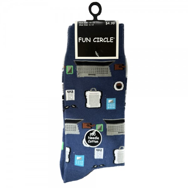 Men's Fun Circle 200 Needle Cotton Novelty Crew Socks - Style #264NVT-499 (Business)