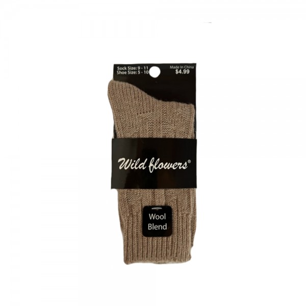 Wild Flowers Wool Blend Cableknit Design Crew - Style #642WBC-499